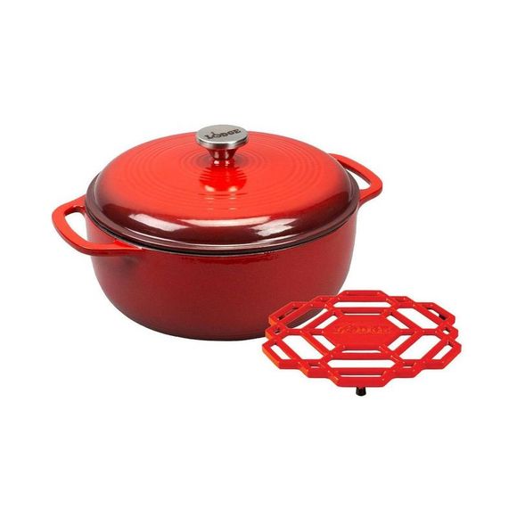 Lodge Kitchen Lodge 6qt Cast Iron Enamel Dutch Oven Red Open Box